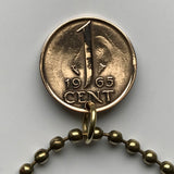 1952 Netherlands Nederland 1 Cent coin pendant Dutch Queen Juliana Holland Amsterdam Rotterdam Utrecht Groningen Almere The Hague Dam Square Haarlem Leiden Eindhoven Stad Breda Nijmegen Gouda Delft Low Countries Tilburg Ajax Nijmegen De Wallen n002568