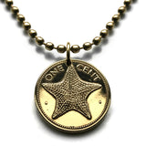 1974 Bahamas 1 Cent coin pendant Bahamian starfish sea star Nassau Andros Exuma Junkanoo Rose Island Lighthouse Beach Rum Cay sea n000005