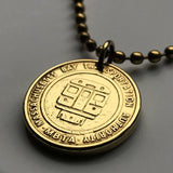 Boston MBTA Massachusetts Bay Transportation Authority token coin pendant necklace subway train bus transit transportation commuter rail initial T CharlieCard CharlieTicket Worcester Providence Lowell Cambridge Quincy Manchester Concord Harvard n001072
