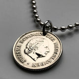 1965 Netherlands 25 Cents coin pendant Dutch Queen Juliana Holland Amsterdam Utrecht Rotterdam Hague Eindhoven Groningen Tilburg Leiden Nederlanden Groningen Almere Stad Breda Nijmegen Gouda n002589