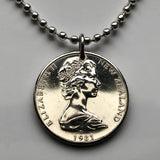 1967 New Zealand 10 Cents coin pendant Maori Koruru Mask Wellington house guardian North South Island Kiwi haka kiwi necklace n000442