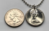 1967 New Zealand 10 Cents coin pendant Maori Koruru Mask Wellington house guardian North South Island Kiwi haka kiwi necklace n000442