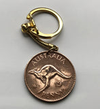 1964 Australia 1 Penny coin pendant kangaroo wallaby roos Sydney Darwin New South Wales Tasmania Aussie Southern Cross Oceania joey n002227