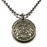 1894 Austria Österreich 20 Heller coin pendant Austrian eagle Austro Hungarian empire Habsburg Vienna Salzburg Graz Linz Innsbruck Villach Tyrol Styria Wels Sankt Pölten Carinthia Sölden n002610