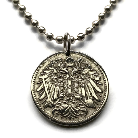 1894 Austria Österreich 20 Heller coin pendant Austrian eagle Austro Hungarian empire Habsburg Vienna Salzburg Graz Linz Innsbruck Villach Tyrol Styria Wels Sankt Pölten Carinthia Sölden n002610