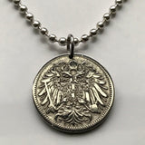 1894 Austria Österreich 20 Heller coin pendant Austrian eagle Austro Hungarian empire Habsburg Vienna Salzburg Graz Linz Innsbruck Villach Tyrol Styria Wels Sankt Pölten Carinthia Sölden n002610
