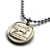 South Africa 1 Rand coin pendant necklace jewelry springbok antelope gazelle Cape Town Johannesburg Durban Pretoria Port Elizabeth Tswana Xhosa Bloemfontein Afrikaans Bantu isiZulu Northern Sotho n000631