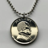 1996 Malawi 20 Tambala coin pendant necklace jewelry African elephants Lilongwe Malawian Nyasaland Bantu Mount Mulanje cow & calf mother safari n002672