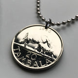 1996 Malawi 20 Tambala coin pendant necklace jewelry African elephants Lilongwe Malawian Nyasaland Bantu Mount Mulanje cow & calf mother safari n002672