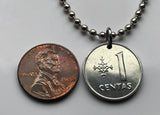 1991 Lithuania Lietuva 1 Centas coin pendant necklace Vytis horse armored knight Vilnius medieval Lithuanian equestrian sword Vityaz n002688