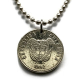 2003 Kolumbien 50 Pesos Münze Anhänger Halskette Schmuck Kolumbianische Flaggen Andenkondor Bogota Medellin Cali Barranquilla Cartagena Antioquia Valle del Cauca Cúcuta Chibcha Muisca Santander Manizales Bucaramanga n001727