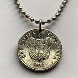 2003 Kolumbien 50 Pesos Münze Anhänger Halskette Schmuck Kolumbianische Flaggen Andenkondor Bogota Medellin Cali Barranquilla Cartagena Antioquia Valle del Cauca Cúcuta Chibcha Muisca Santander Manizales Bucaramanga n001727