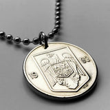 1993 Romania 10 Lei coin pendant golden eagle Bucharest Cluj-Napoca Iasi Moldavia Wallachia Constanța Timisoara Brasov Craiova Galati Oradea Constanta Ploiesti Braila Sibiu Transylvania Michael the Brave Vlad Dracula Impaler Vlachs Poenari castle n002731