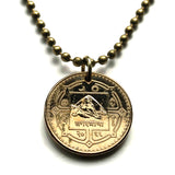 2009 Nepal 1 Rupee coin pendant Nepalese map Mount Everest Sagarmatha Himalayan mountains sun moon Mahalangur Himal Tibet necklace n001729