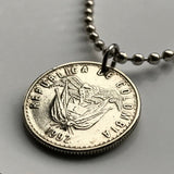 2003 Kolumbien 50 Pesos Münze Anhänger Halskette Schmuck Kolumbianische Flaggen Andenkondor Bogota Medellin Cali Barranquilla Cartagena Antioquia Valle del Cauca Cúcuta Chibcha Muisca Santander Manizales Bucaramanga n001727