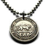 1954 East Africa 50 Cents coin pendant lion Kenya Tanzania Uganda UK British African Great Lakes Bantu Dodoma Victoria Lake n001093