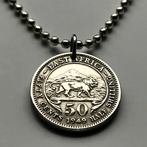 1948 Ostafrika 50 Cent Münze Anhänger Löwe Kenia Tansania Uganda Großbritannien Britisch Afrika Große Seen Bantu Dodoma Victoriasee n001093