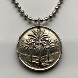 1981 Iraq 50 Fils coin pendant palm trees Baghdad Mosul Erbil Uruk Arab Kurds Persian Gulf middle east Tigris Euphrates Islam n002779