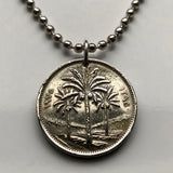 1981 Iraq 50 Fils coin pendant palm trees Baghdad Mosul Erbil Uruk Arab Kurds Persian Gulf middle east Tigris Euphrates Islam n002779