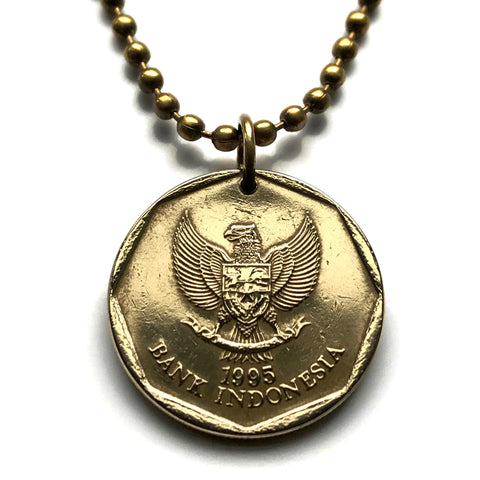 1994 Indonesia 100 Rupiah coin pendant Karapan Sapi Garuda Pancasila golden eagle Papua Batam Java Prambanan Toraja Bali Minangkabau n000474