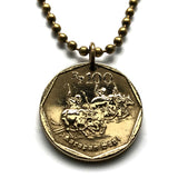 1994 Indonesia 100 Rupiah coin pendant Karapan Sapi Garuda Pancasila golden eagle Papua Batam Java Prambanan Toraja Bali Minangkabau n000474