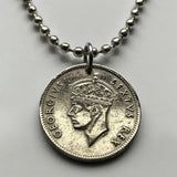 1954 East Africa 50 Cents coin pendant lion Kenya Tanzania Uganda UK British African Great Lakes Bantu Dodoma Victoria Lake n001093