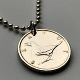 Croatia Hrvatska 1 Kuna coin pendant necklace jewelry Croatian nightingale bird Zagreb cute small passerine songbird Marten Split Rijeka Osijek Pula Slavonski Brod Dubrovnik Istria Rovinj Porec Dalmatia n000262
