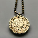 1995 Wales Vereinigtes Königreich Großbritannien 1-Pfund-Münze Anhänger Halskette Schmuck roter walisischer Drache Cardiff Swansea Newport Wrexham Barry Neath Cwmbran Bridgend Llanelli Merthyr Caerphilly Port Talbot Tydfil Britisch n001457