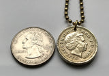 1995 Wales Vereinigtes Königreich Großbritannien 1-Pfund-Münze Anhänger Halskette Schmuck roter walisischer Drache Cardiff Swansea Newport Wrexham Barry Neath Cwmbran Bridgend Llanelli Merthyr Caerphilly Port Talbot Tydfil Britisch n001457