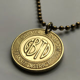 1970s Connecticut Greater Bridgeport Transit District token pendant GBTD One Fare bus streetcar transportation ZipTrip Trumbull Stratford Milford Fairfield Gold Coast Westport Shelton Monroe Easton Stamford Norwalk Danbury Ansonia Beacon Falls n002876