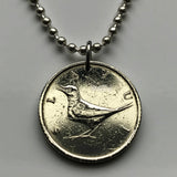 Croatia Hrvatska 1 Kuna coin pendant necklace jewelry Croatian nightingale bird Zagreb cute small passerine songbird Marten Split Rijeka Osijek Pula Slavonski Brod Dubrovnik Istria Rovinj Porec Dalmatia n000262