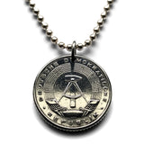 1958 East Germany Deutschland German Democratic Republic GDR 50 Pfennig coin pendant Berlin wall Leipzig Dresden Ampelmann Meck-Pomm Chemnitz Magdeburg Rostock Halle Erfurt Potsdam Schwerin Soviet socialist communist Saxony n002906