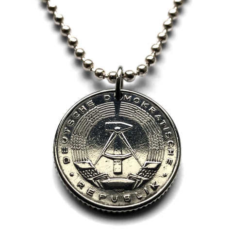 1958 East Germany Deutschland German Democratic Republic GDR 50 Pfennig coin pendant Berlin wall Leipzig Dresden Ampelmann Meck-Pomm Chemnitz Magdeburg Rostock Halle Erfurt Potsdam Schwerin Soviet socialist communist Saxony n002906
