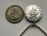 1970 Rwanda 2 Francs coin pendant Rwandese coat of arms Kinyarwanda Kigali Banyarwanda Ruhengeri Butare Muhanga Bantu Batwa people East Africa Great Lakes Hutu Abahutu Tutsi Twa people Swahili n002357