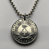 1958 East Germany Deutschland German Democratic Republic GDR 50 Pfennig coin pendant Berlin wall Leipzig Dresden Ampelmann Meck-Pomm Chemnitz Magdeburg Rostock Halle Erfurt Potsdam Schwerin Soviet socialist communist Saxony n002906