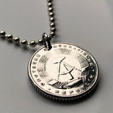 1958 East Germany Deutschland German Democratic Republic GDR 50 Pfennig coin pendant Berlin wall Leipzig Dresden Ampelmann Meck-Pomm Chemnitz Magdeburg Rostock Halle Erfurt Potsdam Schwerin Soviet socialist communist Saxony n002906