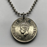 1947 British India 1/2 Rupee coin pendant Indian tiger Mumbai New Delhi Bangalore Kanpur Kochi Panaki Lucknow Hindi Urdu Hindu panther jaguar n000129