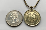1991 Cyprus 10 Cents coin pendant Cypriot jewelry Foini Phini village clay vase singing birds pottery Nicosia Limassol Larnaca Varosha Famagusta Paphos Kyrenia Protaras Lemesos Pergamos Morfou n000904