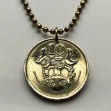 1991 Cyprus 10 Cents coin pendant Cypriot jewelry Foini Phini village clay vase singing birds pottery Nicosia Limassol Larnaca Varosha Famagusta Paphos Kyrenia Protaras Lemesos Pergamos Morfou n000904