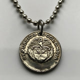 Colombia 10 Centavos coin pendant Colombian flags Andean condor Bogota Medellin Cali Barranquilla Cartagena Columbia n001254