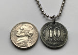 1917 Germany Deutschland 10 Pfennig coin pendant World War 1 German eagle Berlin Hamburg Munich Cologne Frankfurt Stuttgart Leipzig Essen Dortmund Dusseldorf Bremen Dresden Hanover Nuremberg Bavaria Brandenburg Bonn Hesse Rothenburg n001351