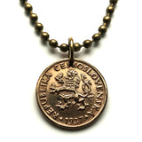 Czechoslovakia Czechia 10 Haleru coin pendant Charles Bridge Czech lion Prague Slovakia Bratislava Bohemia Moravia Malá Strana Malostranské Náměstí Orloj Staromák Wenceslas Square Nové Město Na příkopě Náměstí Republiky Pražský Hrad St. Vitus n000533