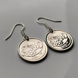 Cayman Islands 10 Cents coin earrings cute green sea turtle red ear slider black sea turtle Great Caiman Grand Cayman George Town coral sand beach ocean snorkeling British West Indies tortoise e000083