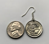 Cayman Islands 10 Cents coin earrings cute green sea turtle red ear slider black sea turtle Great Caiman Grand Cayman George Town coral sand beach ocean snorkeling British West Indies tortoise e000083