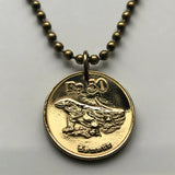 1991 Indonesia 50 Rupiah coin pendant necklace jewelry Komodo dragon lizard Garuda Pancasila Jakarta Surabaya Bandung Medan Depok Bekasi Palembang Tangerang Sundaland Java Malay Prambanan Borobudur Toraja Bali Borneo n000951