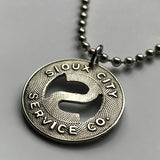 USA Sioux City Service Co. Iowa transit token coin pendant necklace initial S One Fare vintage relic souvenir n003057