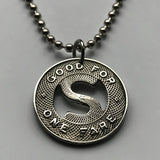 USA Sioux City Service Co. Iowa transit token coin pendant necklace initial S One Fare vintage relic souvenir n003057