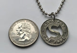 USA Sioux City Service Co. Iowa transit token coin pendant necklace initial S One Fare vintage relic souvenir n003057