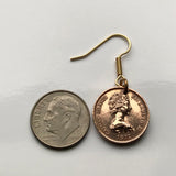 1992 Cayman Islands 1 Cent coin fish hook earrings dangle and drop jewelry Grand Cayman thrush song bird sparrows passerine birds Caribbean UK Bodden Town Jamaica Little Cayman Cayman Brac Seven Mile Beach George Town British e000014