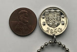 1981 Portugal 2-1/2 Escudos coin pendant Portuguese caravela ship Quinas Lisboa Porto Braga Sintra Faro Coimbra Funchal Aveiro Guimarães Ponta Delgada Faro Ourique Mirandese Lagos Fatima n000091